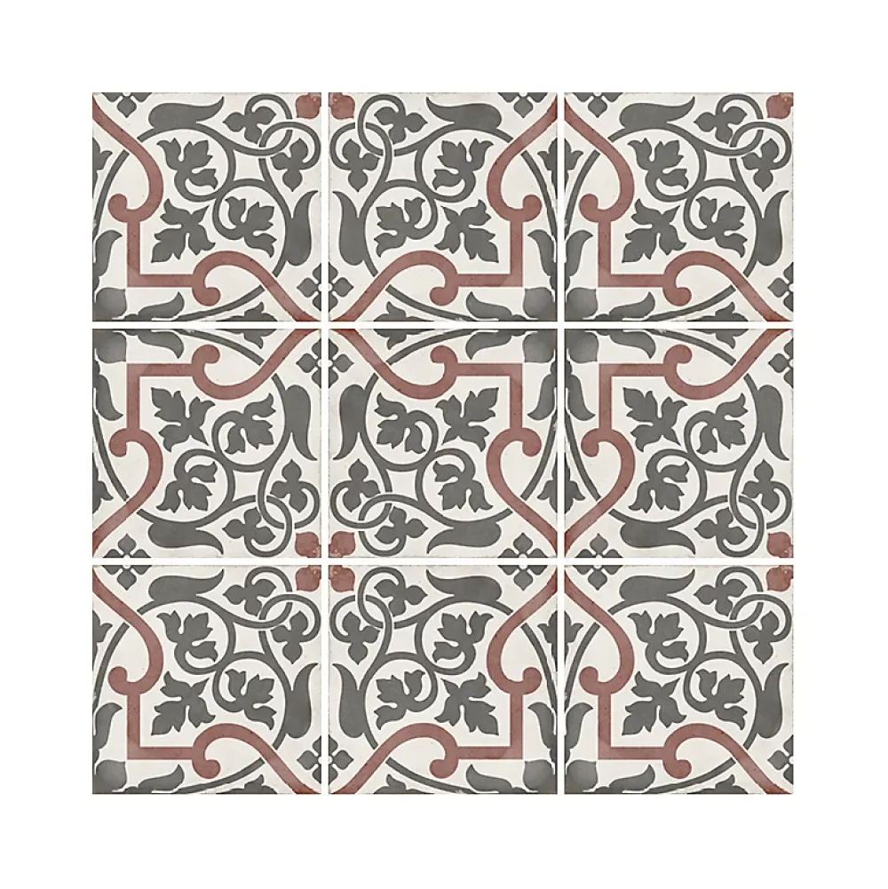 Aelle Carrelage Carrelage sol / mur effet ciment motif coloré 20x20 cm ART NOUVEAU FOLIES BERGÈRE- Carrelage Sol Effet Carreaux De Ciment
