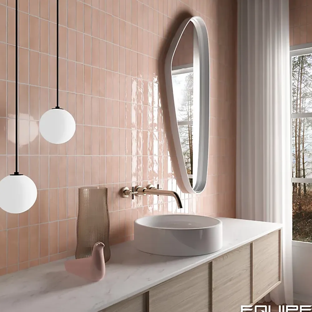 Aelle Carrelage Carrelage sol / mur effet zellige bejmat marocain 5X15 cm rose brillant 5X15 cm COCO ORCHARD PINK WALL- Carrelage Sol Pour Wc|Carrelage Sol Uni