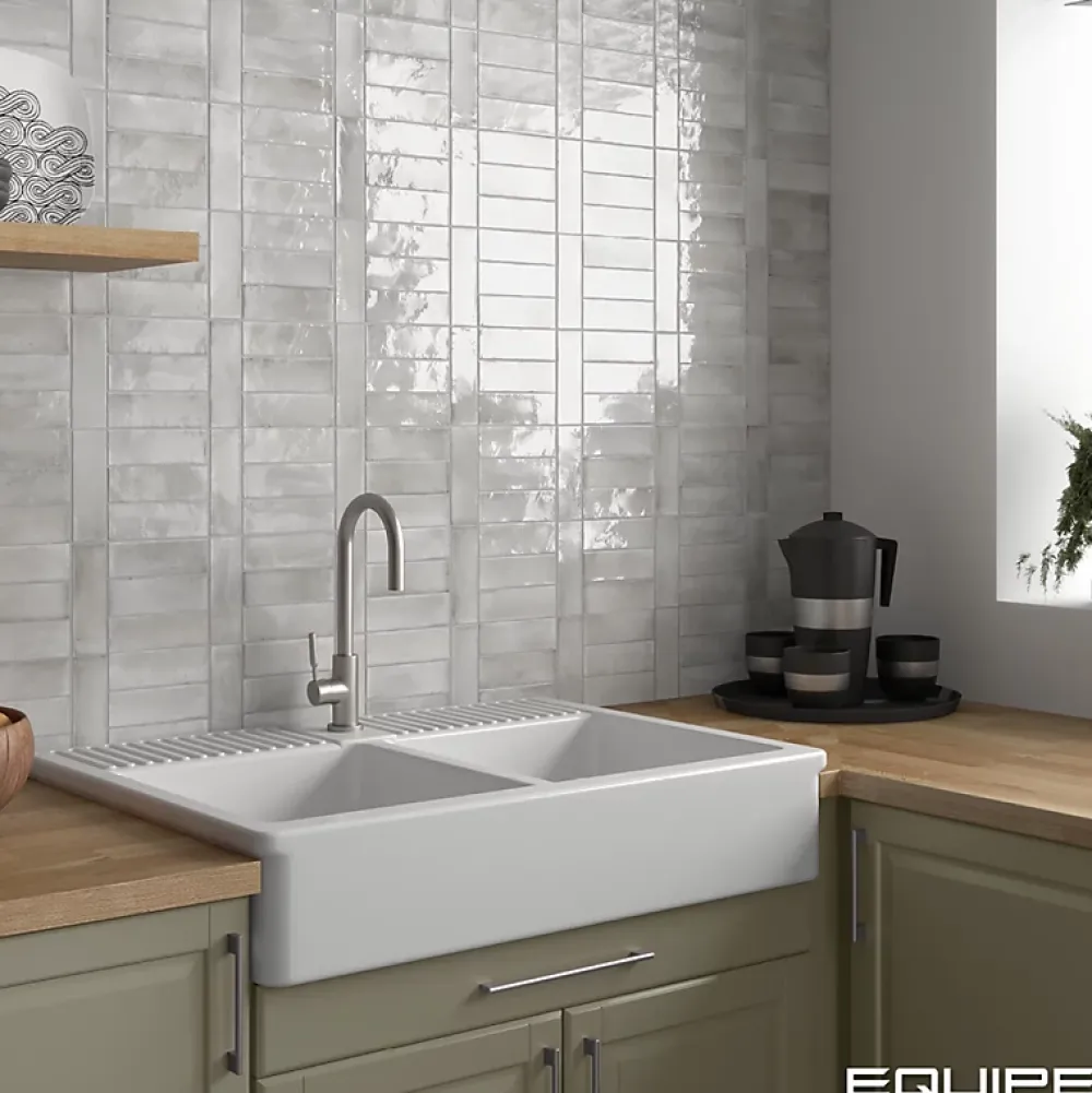 Aelle Carrelage Carrelage Sol Pour Wc<Carrelage sol / mur effet zellige bejmat marocain 5X15 cm gris brillant 5X15 cm COCO AMBER GREY WALL