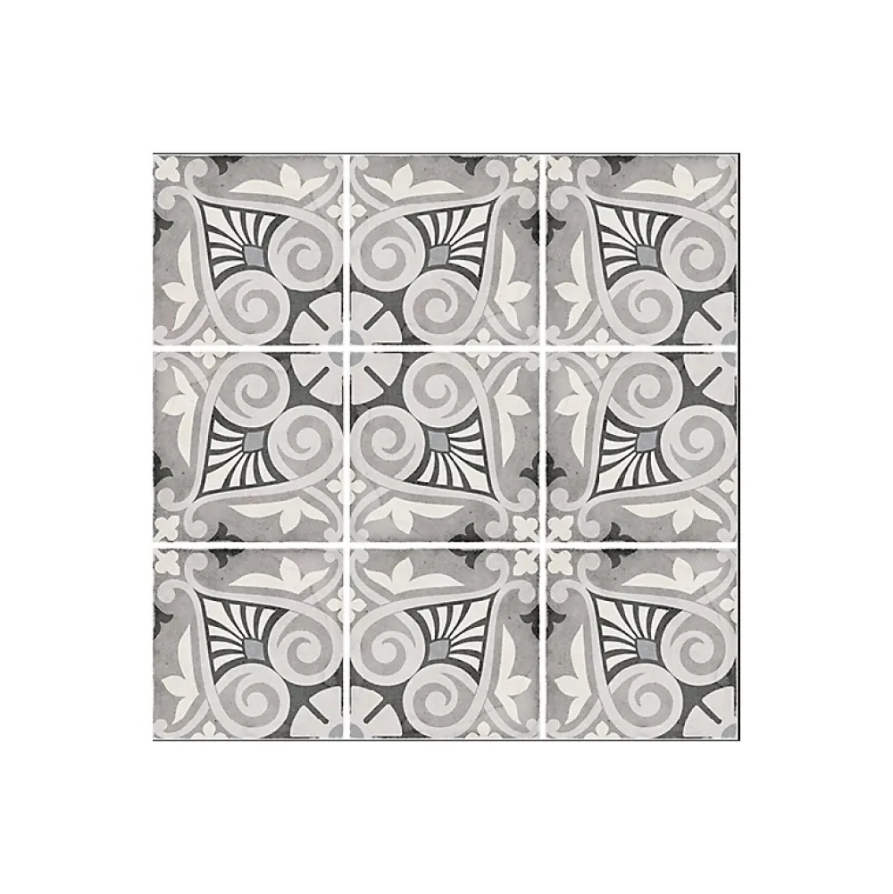 Aelle Carrelage Carrelage sol / mur effet ciment motif gris 20x20 cm ART NOUVEAU OPERA GREY- Carrelage Sol Effet Carreaux De Ciment