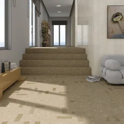Eiffel art construction Carrelage sol / mur effet terrazzo 20x20 cm Croccante Eclair Nuez - Patchwork(vendu par boite de 1m2)- Carrelage Sol Effet Terrazzo