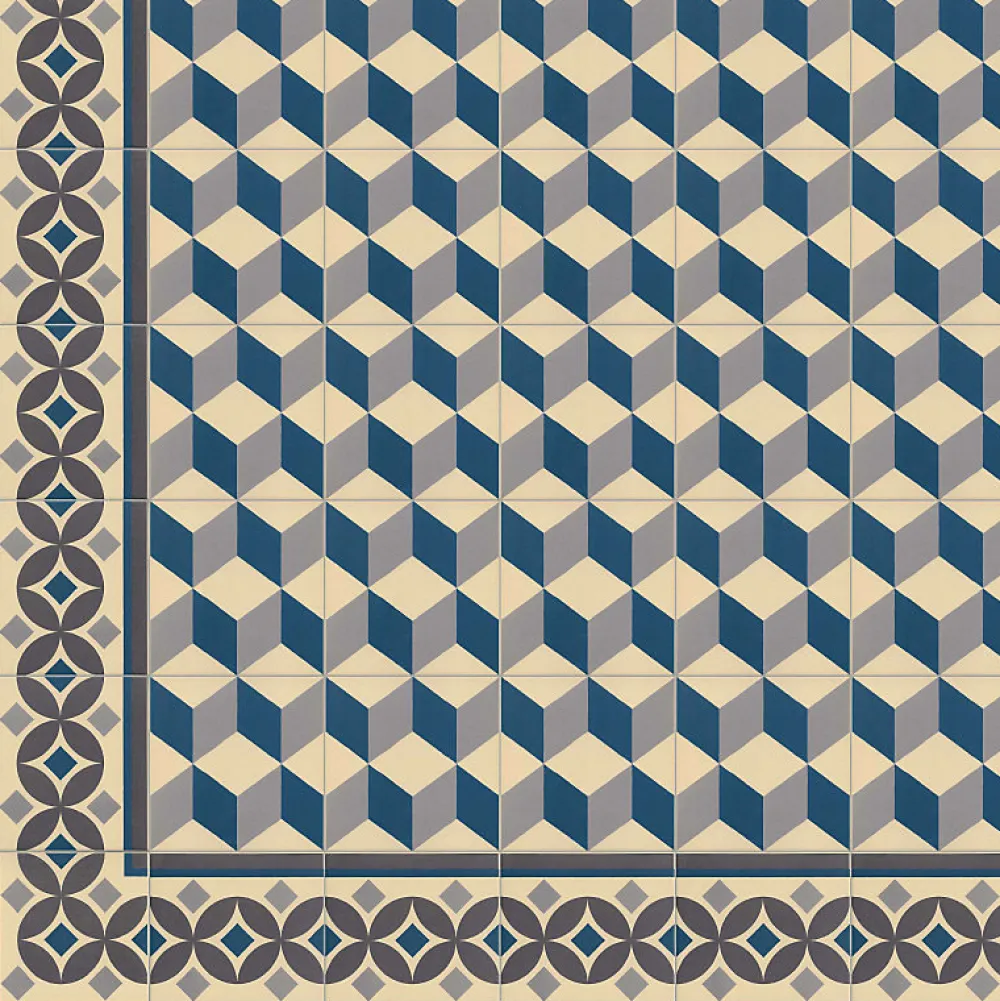 Aelle Carrelage Carrelage sol / mur effet ciment motif cube 20x20 cm 1900 GÜELL 1- Carrelage Sol Effet Carreaux De Ciment