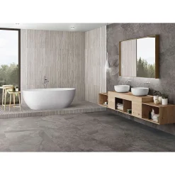 Aelle Carrelage Carrelage sol / mur effet bois bambou à relief 60x120 cm ARTWOOD RIBBON GREY- Carrelage Sol Effet Bois