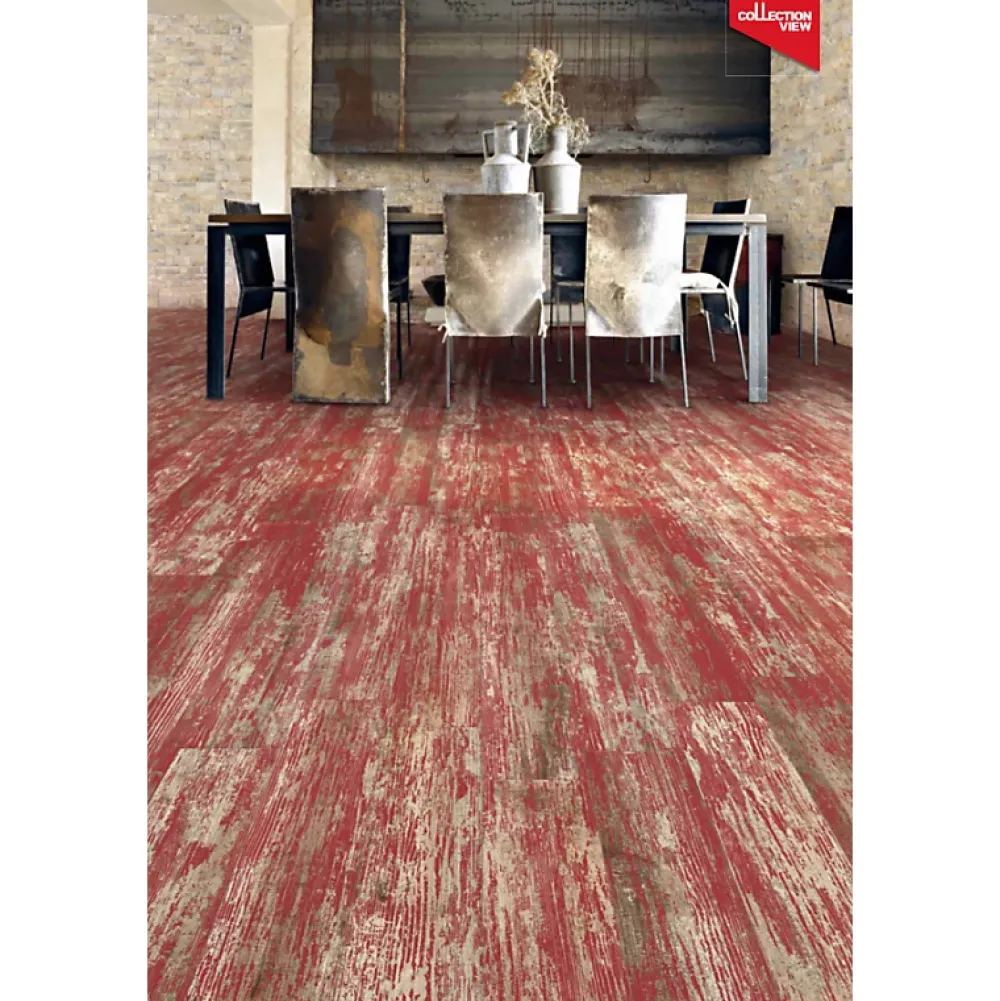 Aelle Carrelage Carrelage Sol Effet Bois<Carrelage sol / mur effet bois vieilli rouge 14,4 x 89,3 cm YUGO R VOLCAN