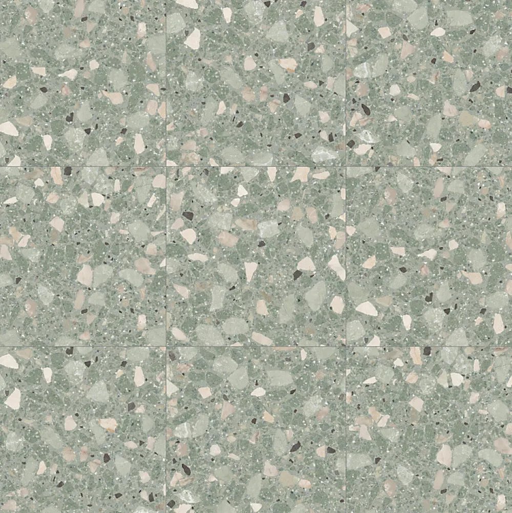 Aelle Carrelage Carrelage sol / mur effet terrazzo 80x80 cm MONACO R VERDE- Carrelage Sol Effet Pierre