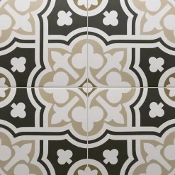 Aelle Carrelage Carrelage sol / mur effet ciment à motif 20x20 cm RIVOLI - PLAZA GRIS- Carrelage Sol Effet Carreaux De Ciment