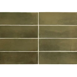 Aelle Carrelage Carrelage sol / mur effet zellige bejmat marocain 5X15 cm vert mate 5X15 cm COCO VERD MATT- Carrelage Sol Uni