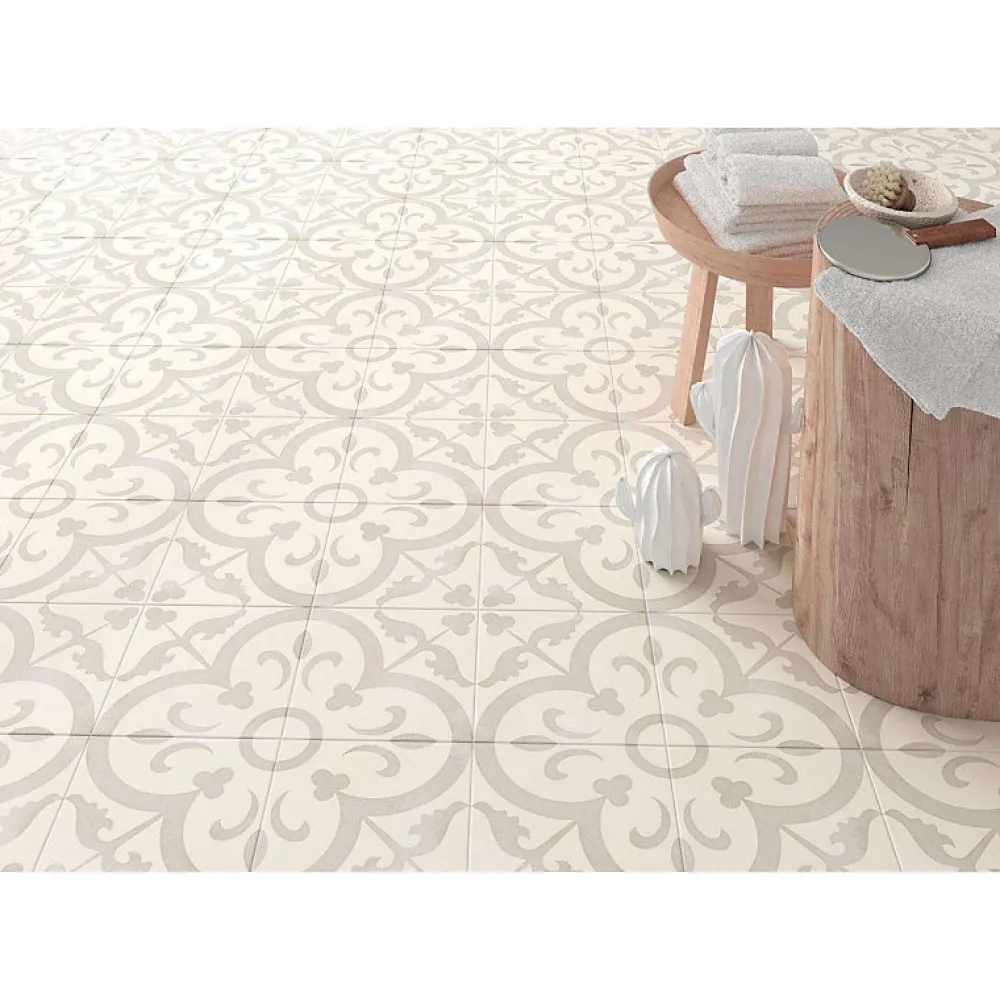 Aelle Carrelage Carrelage sol / mur effet ciment 20x20 cm SVENSKA HALVMANE 20 x 20 cm- Carrelage Sol Effet Carreaux De Ciment