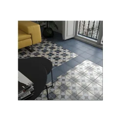 Aelle Carrelage Carrelage sol / mur effet ciment motif coloré 20x20 cm ART NOUVEAU PALAIS BLUE- Carrelage Sol Effet Carreaux De Ciment