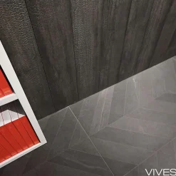 Aelle Carrelage Carrelage Sol Effet Béton<Carrelage sol / mur effet béton design chevron gris anthracite 60x120 cm SEINE RILSE CEMENTO