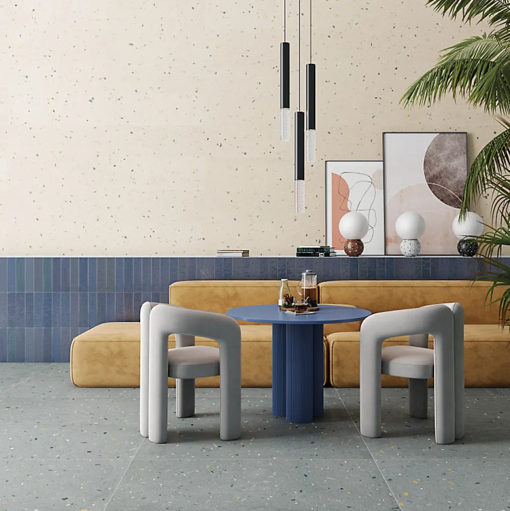 Eiffel art construction Carrelage Sol Effet Terrazzo<Carrelage sol / mur effet terrazzo 80x80 cm Croccante-R Arandano (vendu par boite de 1.28m2)