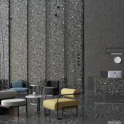 Aelle Carrelage Carrelage Sol Effet Terrazzo|Carrelage Sol Pour Cuisine<Carrelage sol / mur effet terrazzo 80x80 cm NIZA-R Negro