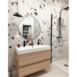 Eiffel art construction Carrelage Sol Effet Terrazzo<Carrelage sol / mur effet terrazzzo coloré 80x80 cm STRACCIATELLA NACAR (vendu par boite 1.28m2)