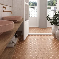 Aelle Carrelage Carrelage sol / mur forme croix 12x12 cm KASBAH BASE TERRACOTTA- Carrelage Sol Pour Cuisine|Carrelage Sol Effet Carreaux De Ciment
