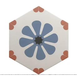 Aelle Carrelage Carrelage Sol Uni|Carrelage Sol Pour Wc<Carrelage sol / mur hexagonal à motif coloré 17,5x20 cm COIMBRA BELLA BLUE 30658