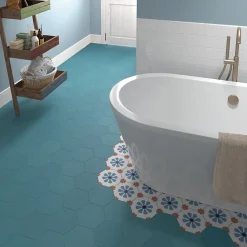 Aelle Carrelage Carrelage Sol Uni|Carrelage Sol Pour Wc<Carrelage sol / mur hexagonal à motif coloré 17,5x20 cm COIMBRA BELLA BLUE 30658
