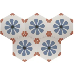 Aelle Carrelage Carrelage Sol Uni|Carrelage Sol Pour Wc<Carrelage sol / mur hexagonal à motif coloré 17,5x20 cm COIMBRA BELLA BLUE 30658