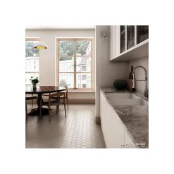 Eiffel art construction Carrelage sol / mur hexagonal uni taupe mate 11,6x10,1 cm KROMATIKA BEIGE- Carrelage Sol Pour Wc