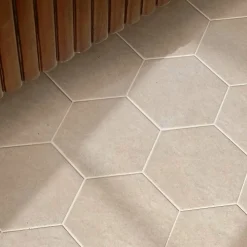 Aelle Carrelage Carrelage sol / mur hexagonal effet ciment beige 17,5x20 cm HEXATILE CEMENT SAND- Carrelage Sol Effet Béton
