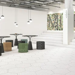 Eiffel art construction Carrelage Sol Effet Terrazzo<Carrelage sol / mur hexagonal effet terrazzo grand format blanc 51,9x59,9 cm MICRA Hexagono Blanco