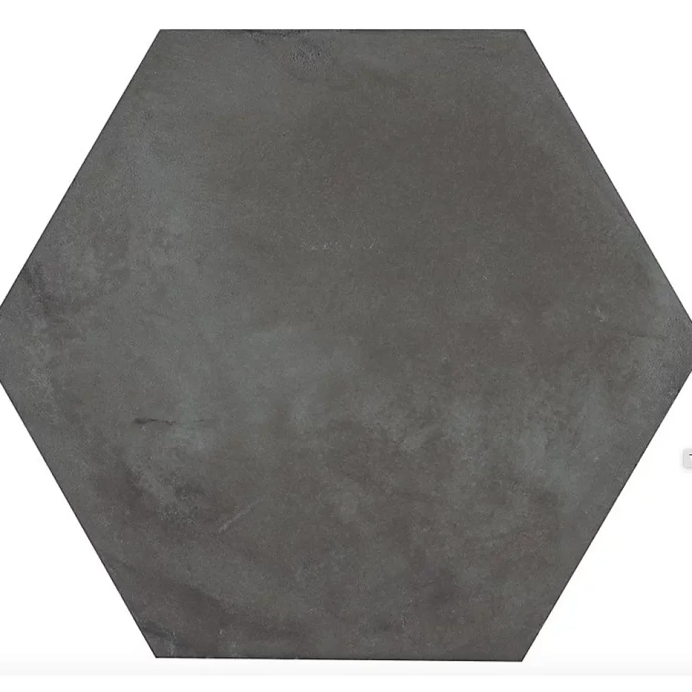 Aelle Carrelage Carrelage sol / mur hexagonal effet ciment vieilli gris anthracite 25x21,6 cm TERRA NERO HEXAGONAL- Carrelage Sol Effet Béton