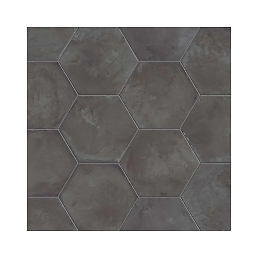 Aelle Carrelage Carrelage sol / mur hexagonal effet ciment vieilli gris anthracite 25x21,6 cm TERRA NERO HEXAGONAL- Carrelage Sol Effet Béton