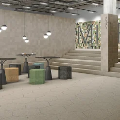 Eiffel art construction Carrelage sol / mur hexagonal effet terrazzo grand format marron 51,9x59,9 cm MICRA Hexagono Umbra- Carrelage Sol Effet Terrazzo
