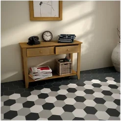 Aelle Carrelage Carrelage Sol Uni|Carrelage Sol Pour Wc<Carrelage sol / mur hexagonal uni noir mate 17,5x20 cm HEXATILE MATE