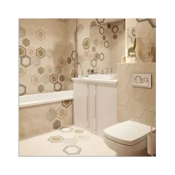 Aelle Carrelage Carrelage sol / mur hexagonal effet béton gris RIFT HEXAGONO CREMA- Carrelage Sol Pour Salle De Bains|Carrelage Sol Effet Béton
