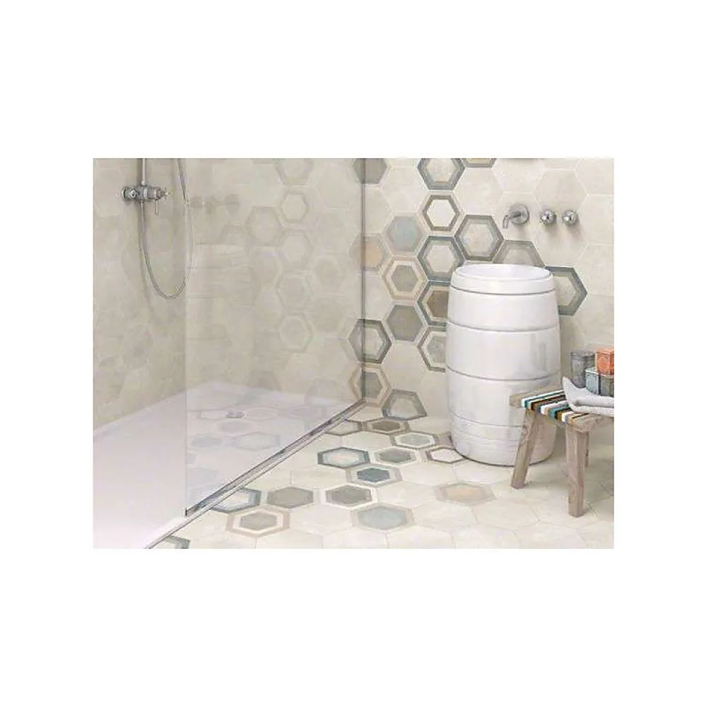 Aelle Carrelage Carrelage sol / mur hexagonal effet béton gris RIFT HEXAGONO CREMA- Carrelage Sol Pour Salle De Bains|Carrelage Sol Effet Béton