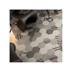 Aelle Carrelage Carrelage Sol Pour Wc<Carrelage sol / mur hexagonal effet ciment patchwork gris motif géométrique 17,5x20 cm HEXATILE CEMENT GEO GREY