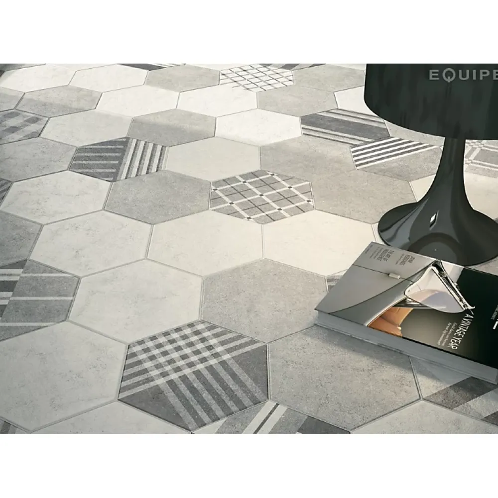 Aelle Carrelage Carrelage Sol Pour Wc<Carrelage sol / mur hexagonal effet ciment patchwork gris motif géométrique 17,5x20 cm HEXATILE CEMENT GEO GREY