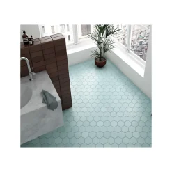 Eiffel art construction Carrelage sol / mur hexagonal uni bleu mate 11,6x10,1 cm KROMATIKA BLEU CLAIRE- Carrelage Sol Pour Wc|Carrelage Sol Uni