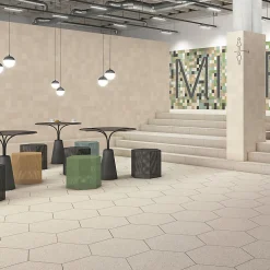 Eiffel art construction Carrelage Sol Effet Terrazzo<Carrelage sol / mur hexagonal effet terrazzo grand format beige 51,9x59,9 cm MICRA Hexagono Crema