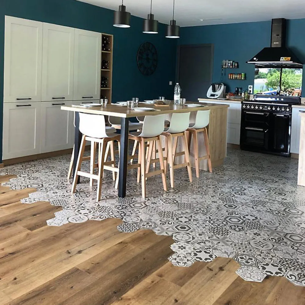 Aelle Carrelage Carrelage Sol Pour Wc|Carrelage Sol Uni<Carrelage sol / mur hexagonal patchwork motif gris 17,5x20 cm HEXATILE HARMONY B&W
