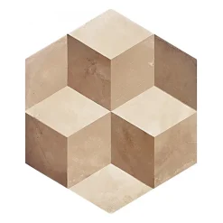 Eiffel art construction Carrelage sol / mur hexagonal effet ciment motif cube géométrique 25x21,6 cm TERRA CUBO HEXAGONAL BEIGE- Carrelage Sol Pour Wc|Carrelage Sol Uni