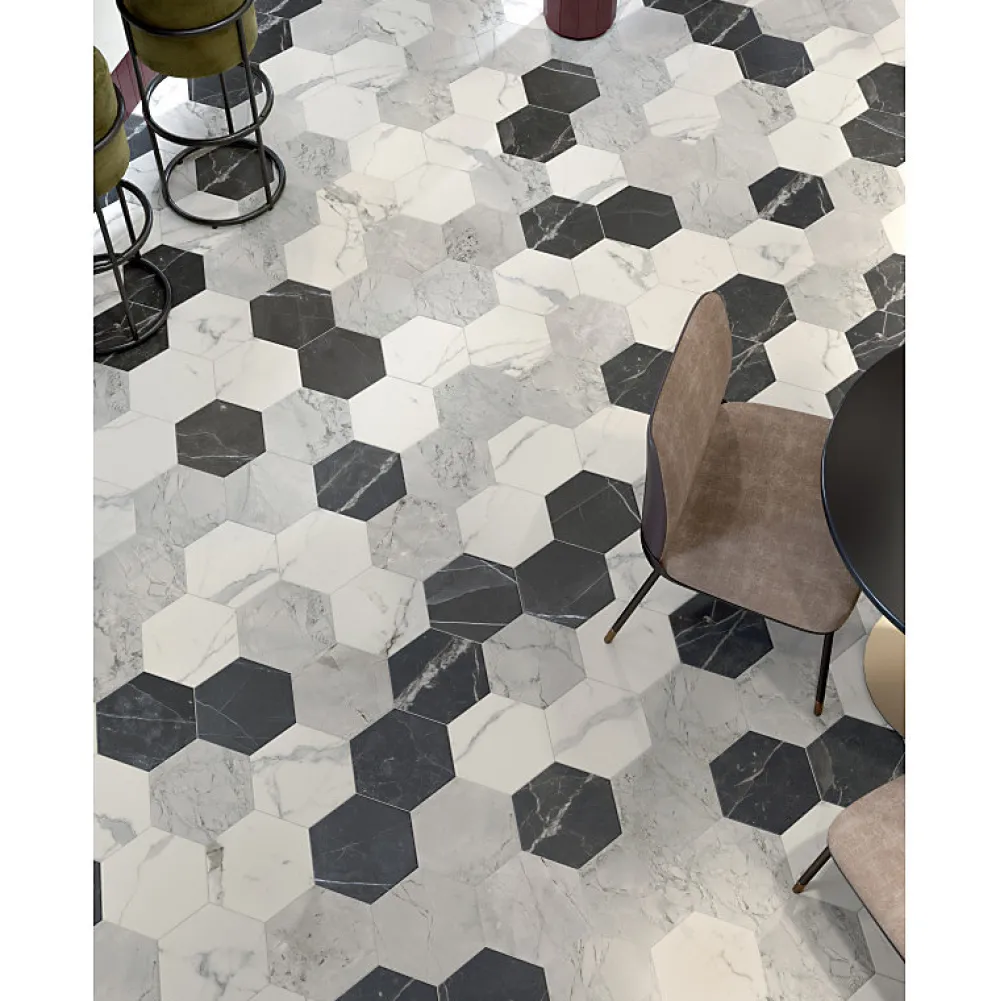 Aelle Carrelage Carrelage Sol Effet Marbre<Carrelage sol / mur hexagonal effet marbre gris mate 25x21,6 cmSCULTOREA foam grey esagona J470