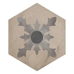 Eiffel art construction Carrelage sol / mur hexagonal effet ciment 25 x 21.6 cm TERRA CARDINALE HEXAGONAL GRIS- Carrelage Sol Effet Carreaux De Ciment