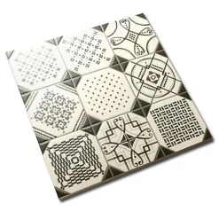 Eiffel art construction Carrelage sol / mur hexagonal effet ciment 25 x 21.6 cm TERRA CARDINALE HEXAGONAL GRIS- Carrelage Sol Effet Carreaux De Ciment