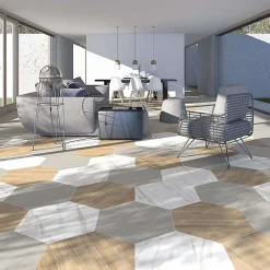 Aelle Carrelage Carrelage Sol Uni|Carrelage Sol Pour Wc<Carrelage sol / mur hexagonal effet bois grand format HEXAGONO BELICE NATURAL