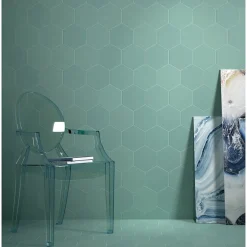 Aelle Carrelage Carrelage Sol Uni|Carrelage Sol Pour Salle De Bains<Carrelage sol / mur hexagonal uni bleu vert 17,5x20 cm COIMBRA JADE 30633