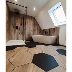 Aelle Carrelage Carrelage Sol Pour Salle De Bains|Carrelage Sol Effet Béton<Carrelage sol / mur hexagonal effet pierre SEINE HEXAGONO BASALTO