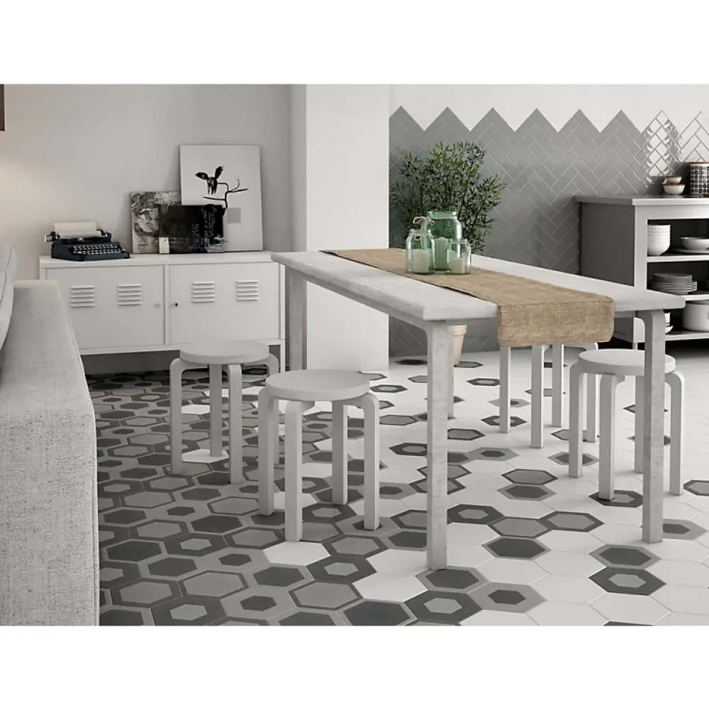 Aelle Carrelage Carrelage Sol Uni<Carrelage sol / mur hexagonal uni blanc mate 17,5x20 cm HEXATILE MATE BLANCO
