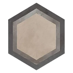 Eiffel art construction Carrelage sol / mur hexagonal effet ciment motif linéaire 25 x 21.6 cm TERRA CORNICE HEXAGONAL- Carrelage Sol Pour Wc