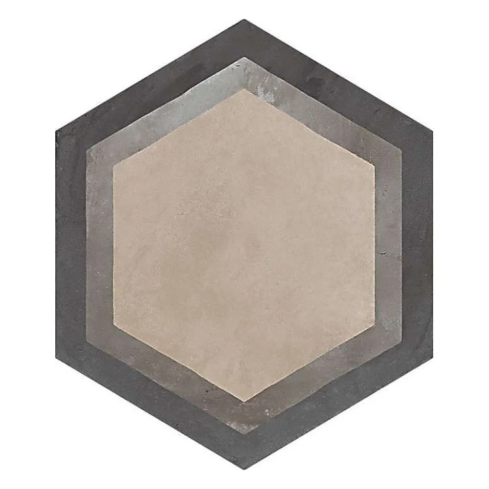 Eiffel art construction Carrelage sol / mur hexagonal effet ciment motif linéaire 25 x 21.6 cm TERRA CORNICE HEXAGONAL- Carrelage Sol Pour Wc