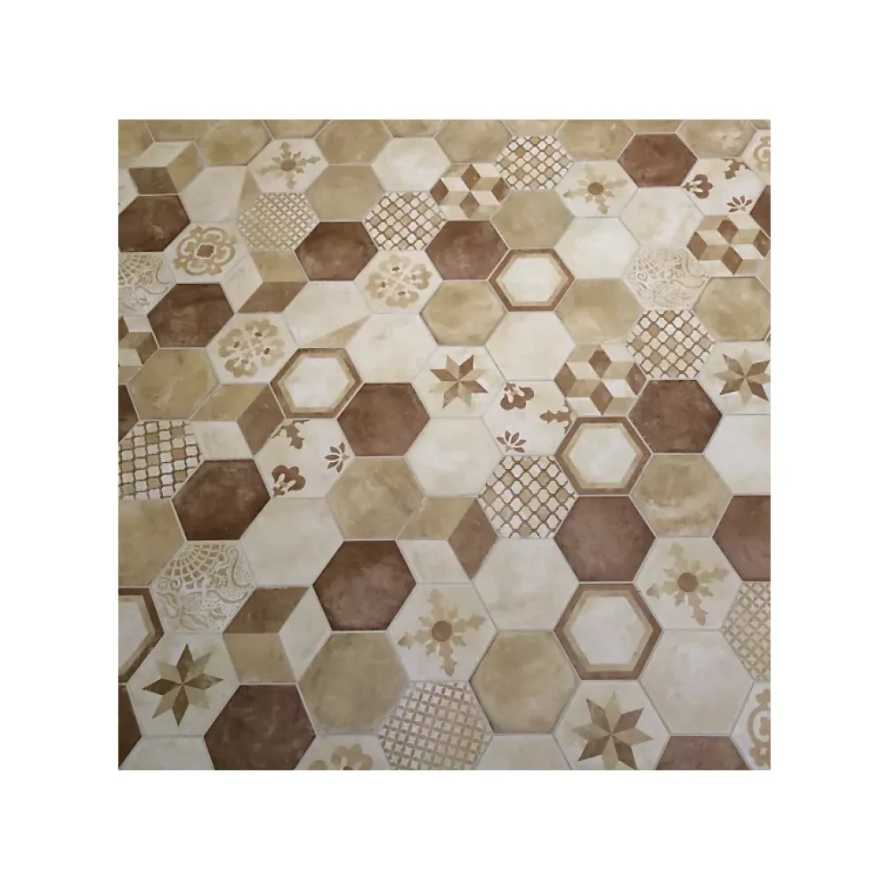 Eiffel art construction Carrelage Sol Effet Carreaux De Ciment<Carrelage sol / mur hexagonal effet ciment 25 x 21.6 cm TERRA MIX PATCHWORK HEXAGONAL BEIGE