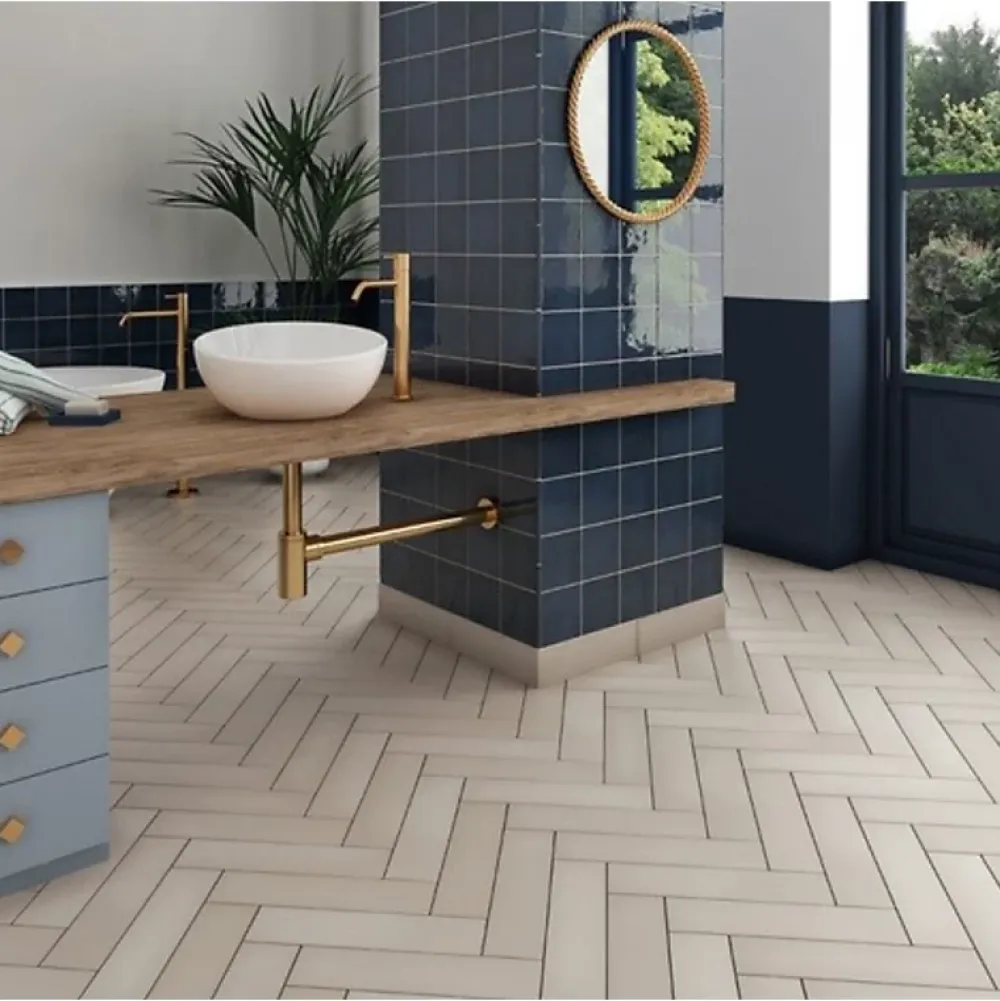 Aelle Carrelage Carrelage sol / mur pose baton rompu chevron uni beige mate STROMBOLI BEIGE GOBI- Carrelage Sol Pour Wc|Carrelage Sol Uni
