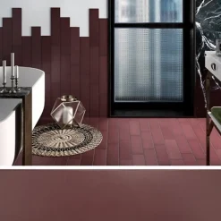 Aelle Carrelage Carrelage sol / mur pose baton rompu chevron uni rouge bordeaux terre cuite mate STROMBOLI OXBLOOD- Carrelage Sol Uni
