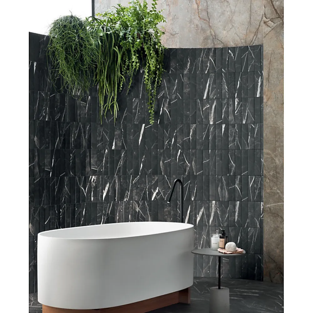 Aelle Carrelage Carrelage Sol Effet Marbre<Carrelage sol / mur rectangulaire effet marbre noir mate 6x24 cm SCULTOREA dark diamond miniature J479