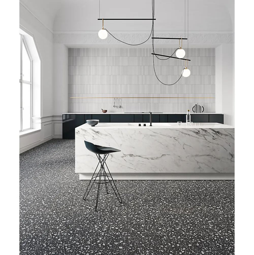 Aelle Carrelage Carrelage sol / mur terrazzo multicouleur 18,6x18,6 cm CONFETTI NERO GRIGIO- Carrelage Sol Effet Terrazzo
